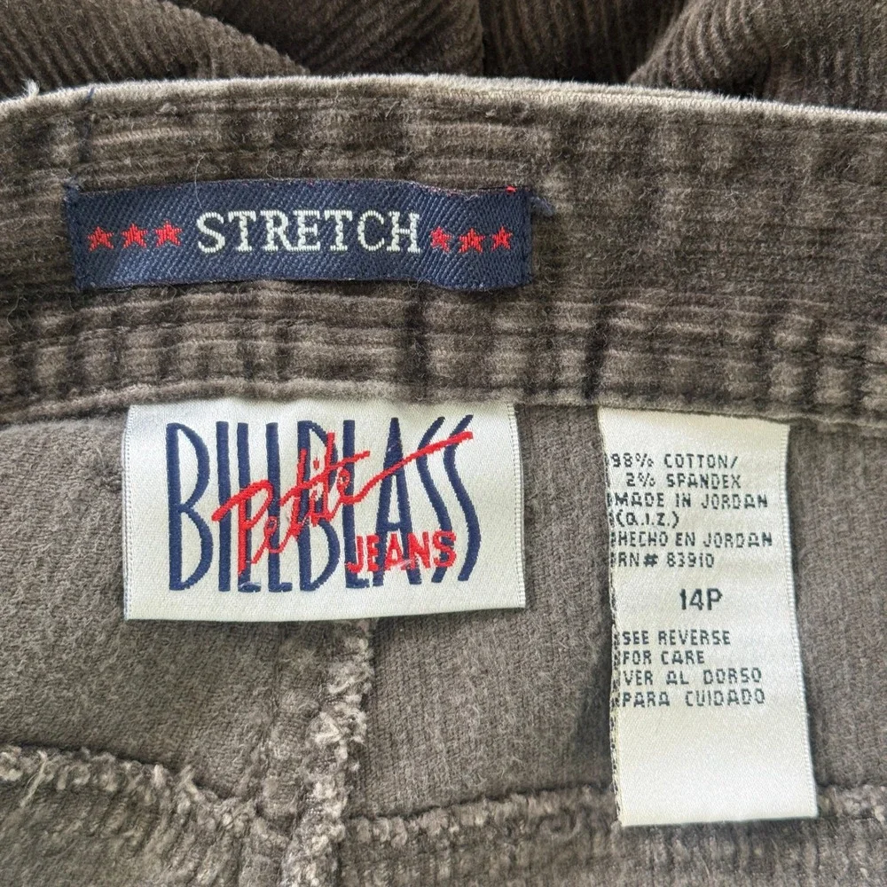 Bill Blass Petite Jeans Womens 14P Brown Corduroy Pants High Rise Stretch Cotton